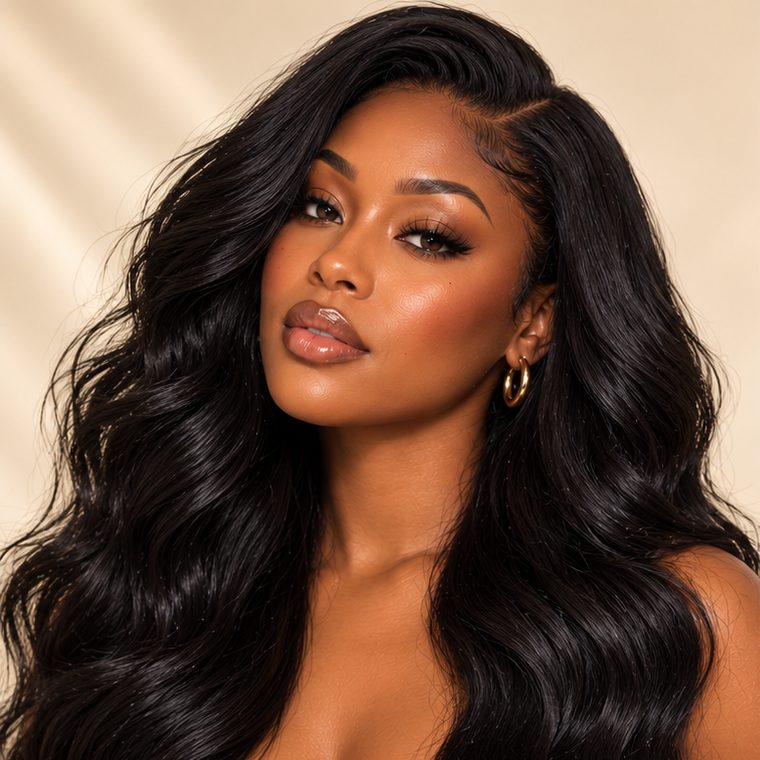 Style image: finished look with long black body waves